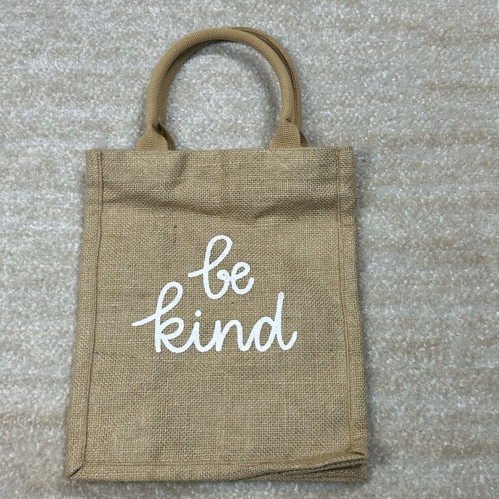 The Little Market Tote Bag Womens Small Be Kind Jute Cotton Lined Natural Mini